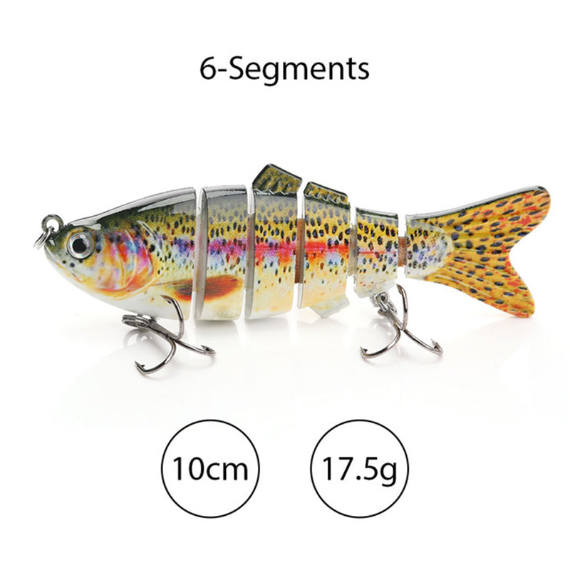 Travis Fishing Lures, Pack of 2, 6 Segment, 4 Inch Lifelike Multi Jointed Artificial Swimbait